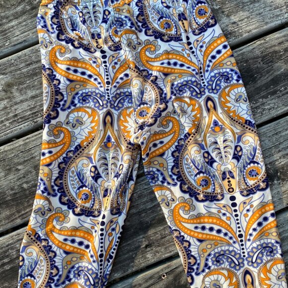 Southwestern Paisley Multi-color Soft Leggings One Size Blue Orange White Black - Picture 5 of 15